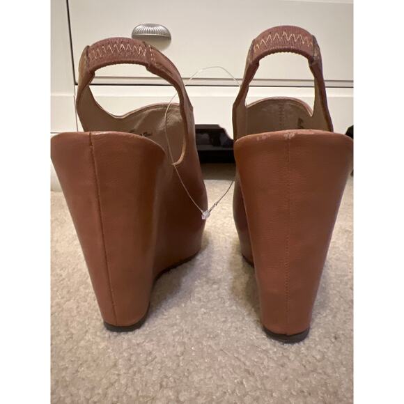 Steve Madden Blassst Tan Slingback Peep Toe Platform Wedge Heels Womens Size 7.5 - Picture 6 of 7
